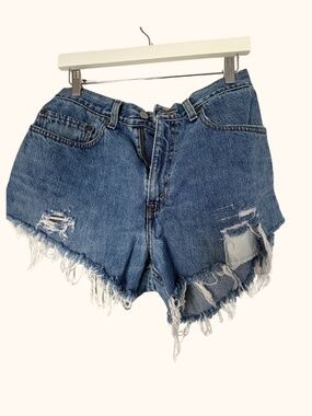 Vintage Levi's Blue Distressed Frayed Denim Shorts